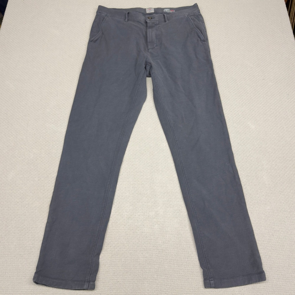 Faherty Pants Mens 33x32 Slate Blue Slim Fit Cotton Blend Chino Stretch Casual